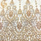 التطريز اليدوية لون الذهب الدانتيل المواد MDX أقمشة الدانتيل لفستان الزفاف