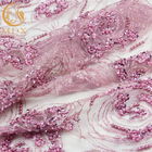 فستان الزفاف الوردي الثقيلة مطرز أقمشة الدانتيل حسب الطلب 20 ٪ بوليستر