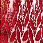 الأحمر النيجيري الزفاف 3D التطريز أقمشة الدانتيل للذوبان في الماء 1 ياردة طول