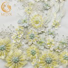 لطيفة الزهور ثلاثية الأبعاد أقمشة الدانتيل الأصفر الفاتح 140 سم أنواع العرض من الدانتيل الزفاف
