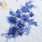 MDX الملكي الأزرق أقمشة الدانتيل / مطرز تصميم الدانتيل الزفاف معقدة