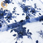 فستان زفاف أزرق داكن قماش دانتيل 55 بوصة عرض زينة أحجار الراين
