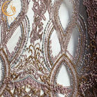 أقمشة الدانتيل الأرجواني 3D الزفاف الدانتيل متعدد الألوان 91.44 سم طول مع الترتر