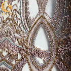 أقمشة الدانتيل الأرجواني 3D الزفاف الدانتيل متعدد الألوان 91.44 سم طول مع الترتر
