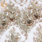 فستان زفاف مطرز قماش دانتيل عرض 135 سم تطريز يدوي 1 ياردة