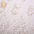 زهور أنيقة أقمشة الدانتيل الأبيض 20٪ البوليستر عرض 135 سم لفساتين الزفاف
