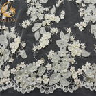 تول 3D زهرة بيضاء الدانتيل 80 ٪ نايلون التطريز لحفل الزفاف