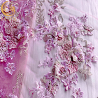 فستان إشبينة العروس ثلاثي الأبعاد أقمشة دانتيل زهرة مع خرز مطرز