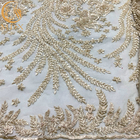 فستان الزفاف الأبيض النيجيري مطرز أقمشة الدانتيل 91.44 سم